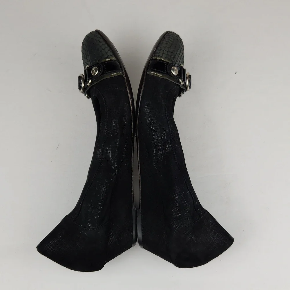 AGL Attilio Giusti Leomaran Monica Snake Cap Toe Leather Ballet Flats Italy